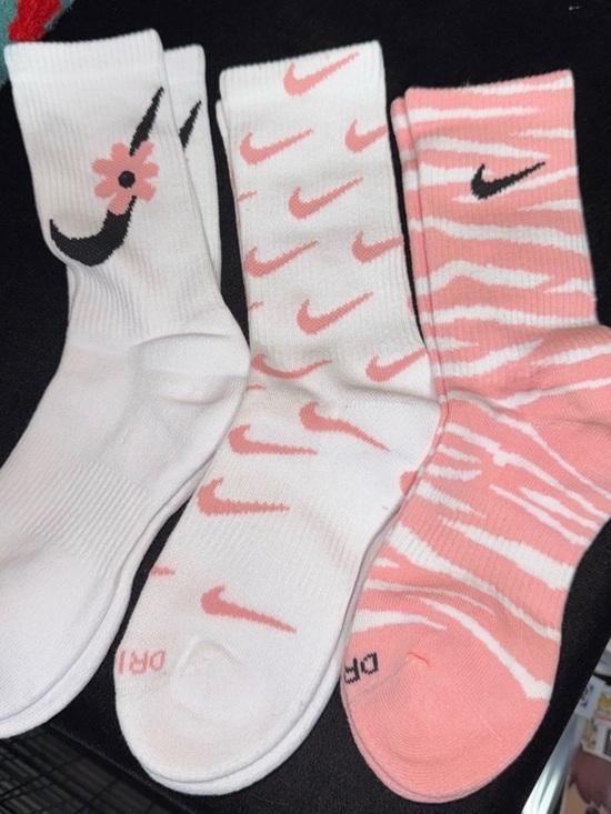 Nike Accessories - Nike Pink & White Graphic Crew Socks - 3 Pack Variety